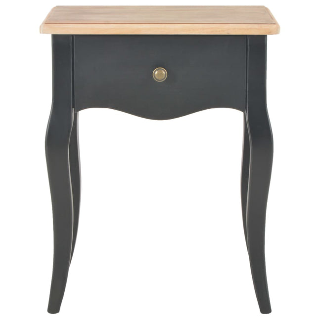Comodino Nero e Marrone 40x30x50 cm in Legno Massello di Pino