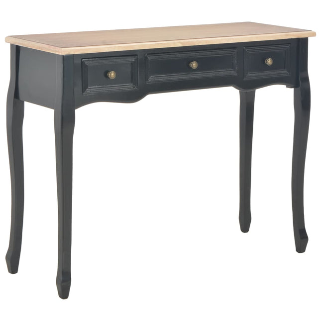 280046 vidaXL Dressing Console Table with 3 Drawers Black