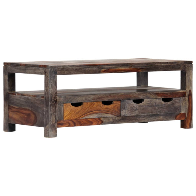 Tavolino da CaffÃ¨ Grigio 100x50x40cm in Legno Massello Sheesham