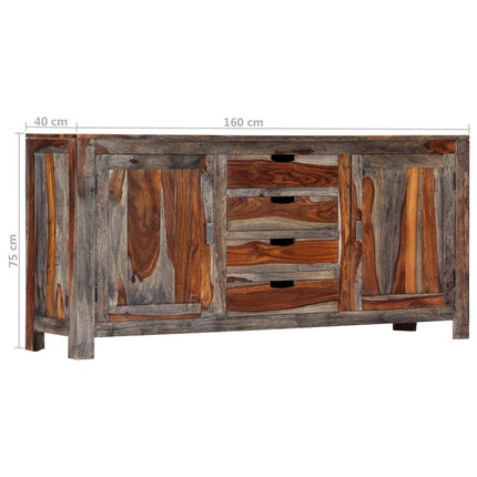 Credenza Grigia 160x40x75 cm in Legno Massello di Sheesham