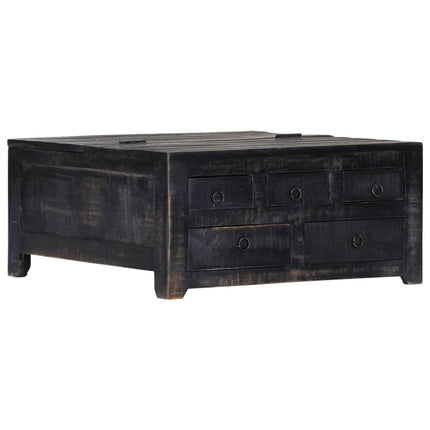 Tavolino da Salotto Nero 65x65x30 cm in Legno Massello di Mango