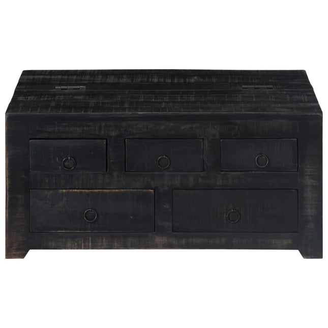 Tavolino da Salotto Nero 65x65x30 cm in Legno Massello di Mango