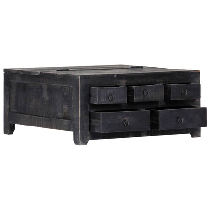 Tavolino da Salotto Nero 65x65x30 cm in Legno Massello di Mango