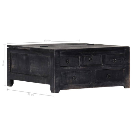 Tavolino da Salotto Nero 65x65x30 cm in Legno Massello di Mango