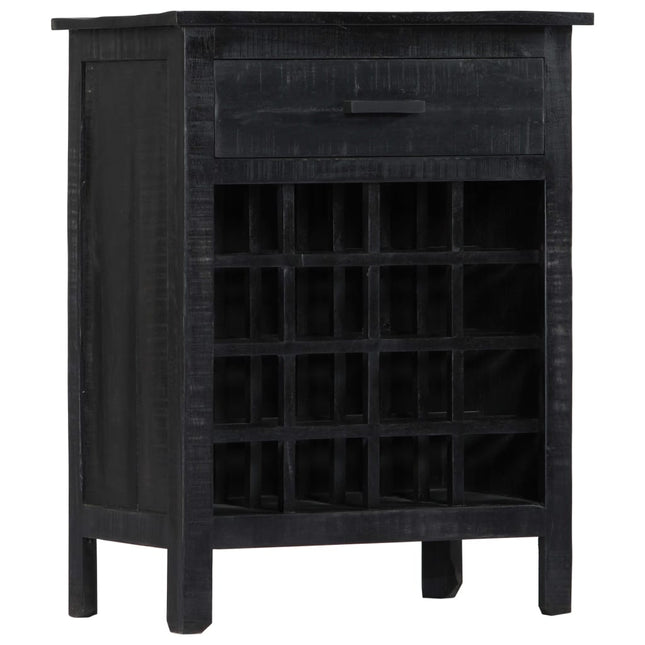 Portavino Nero 56x35x75 cm in Legno Massello di Mango