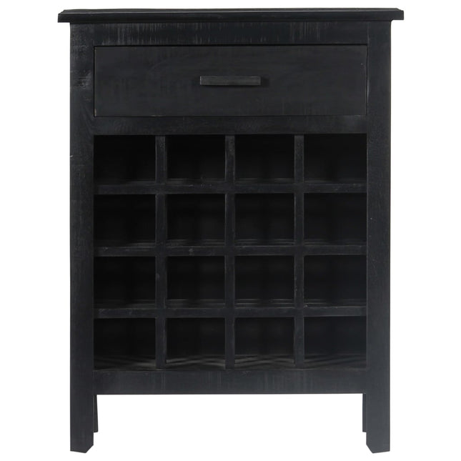 Portavino Nero 56x35x75 cm in Legno Massello di Mango