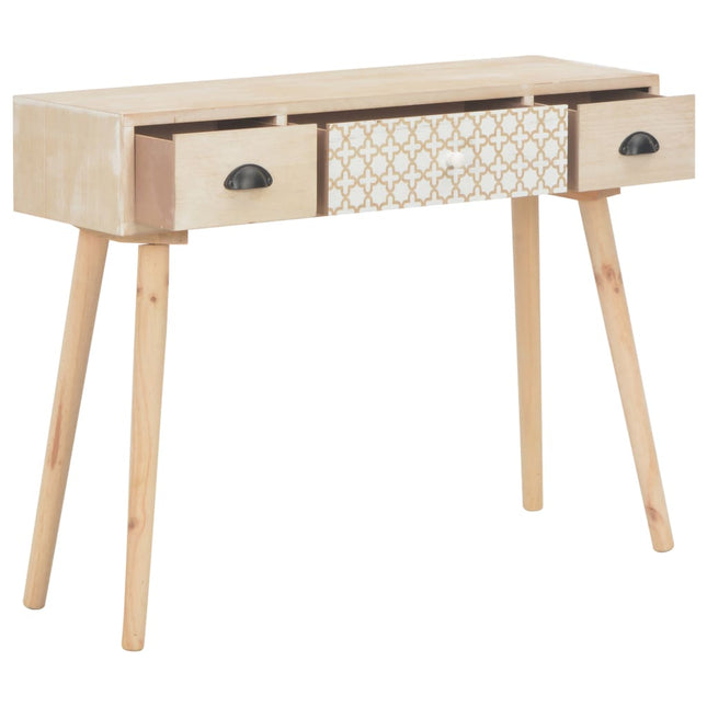 Tavolo Consolle con 3 Cassetti 100x30x73 cm in Massello di Pino