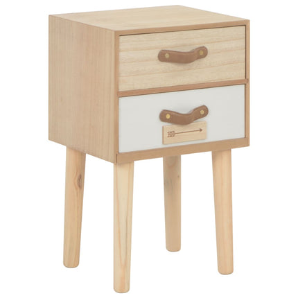 Comodino con 2 Cassetti 30x25x49,5 cm in Massello di Pino