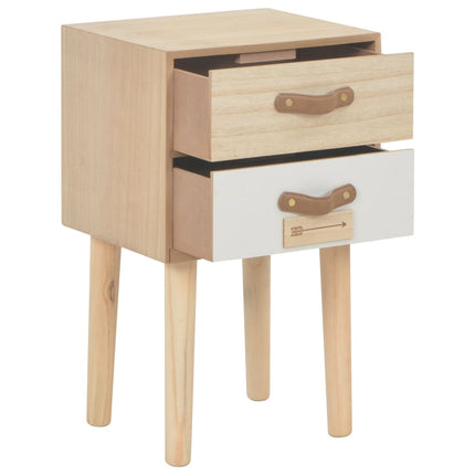 Comodino con 2 Cassetti 30x25x49,5 cm in Massello di Pino