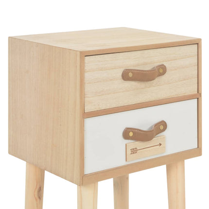 Comodino con 2 Cassetti 30x25x49,5 cm in Massello di Pino
