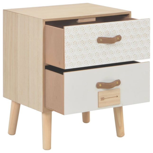 Comodino con 2 Cassetti 40x30x49,5 cm in Massello di Pino