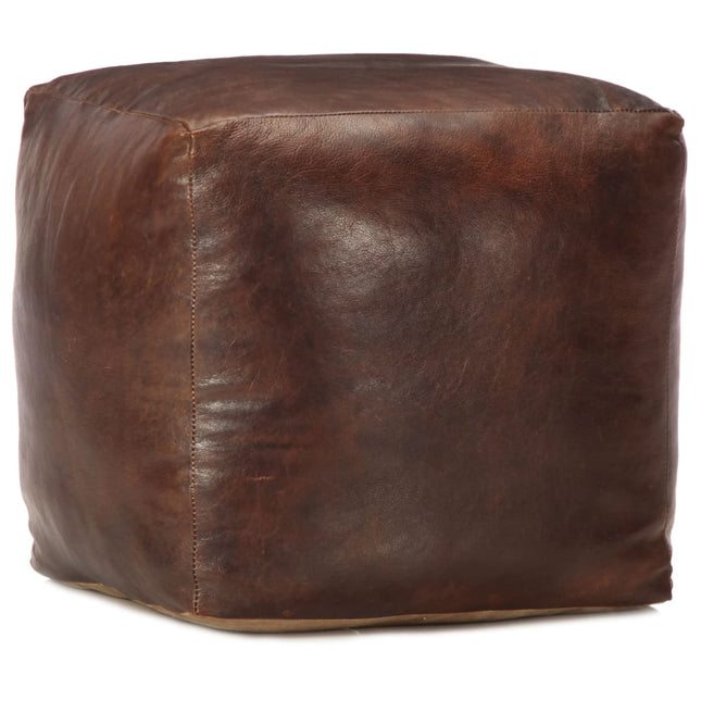 Pouf Marrone Scuro 40x40x40 cm in Vera Pelle di Capra