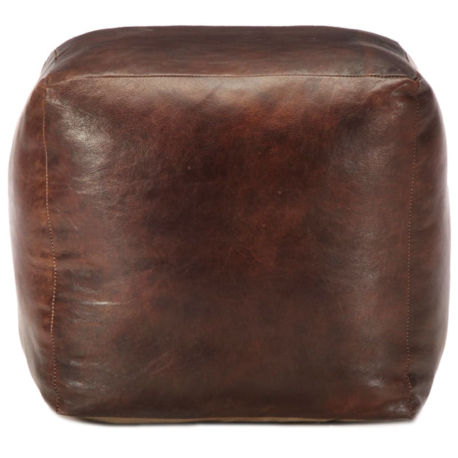 Pouf Marrone Scuro 40x40x40 cm in Vera Pelle di Capra