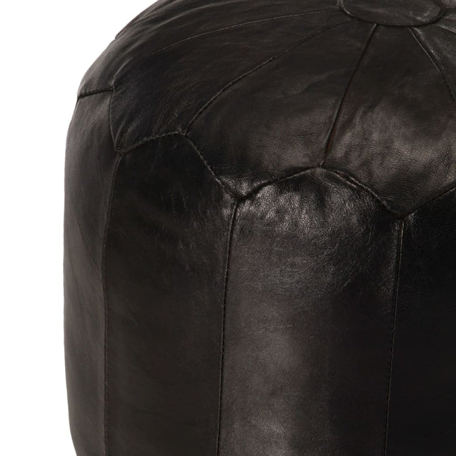 Pouf Nero 40x35 cm in Vera Pelle di Capra