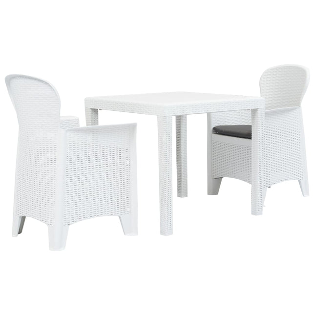 Set da BistrÃƒÂ² 3 pz in Plastica Stile Rattan Bianco