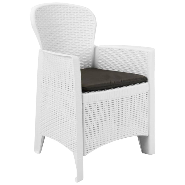 Set da BistrÃƒÂ² 3 pz in Plastica Stile Rattan Bianco