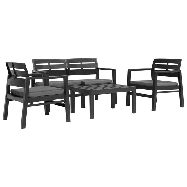 Set Salotto da Giardino 4 pz in Plastica Antracite