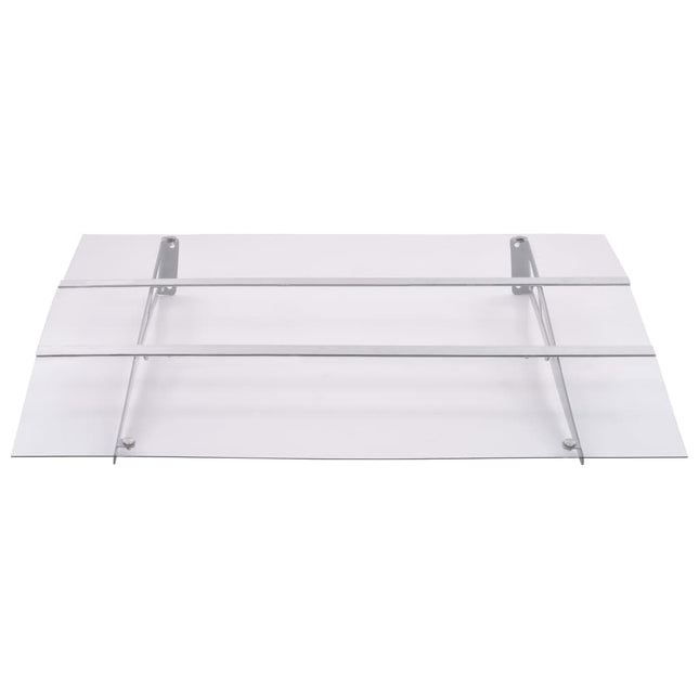 Tettoia per Porta Argento e Trasparente 120x90 cm Policarbonato