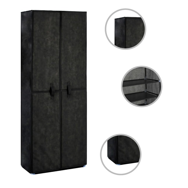 Scarpiera Nera 60x30x166 cm in Tessuto