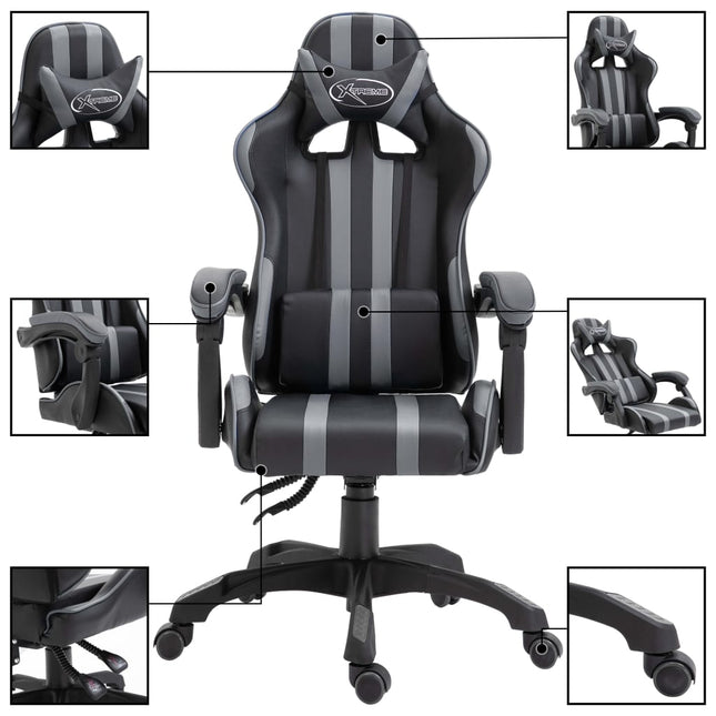 Sedia da Gaming Grigia in Similpelle