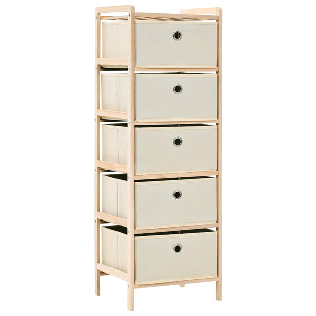 Scaffali con 5 Cesti in Tessuto 2 pz in Legno di Cedro Beige