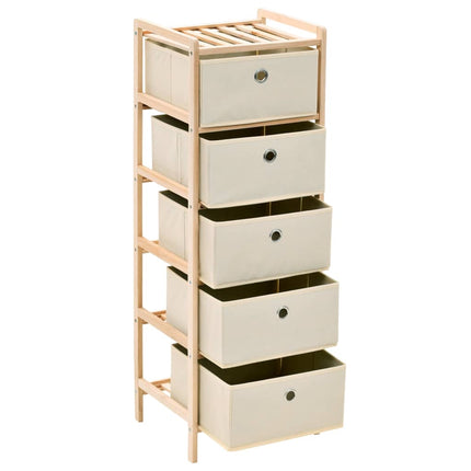 Scaffali con 5 Cesti in Tessuto 2 pz in Legno di Cedro Beige