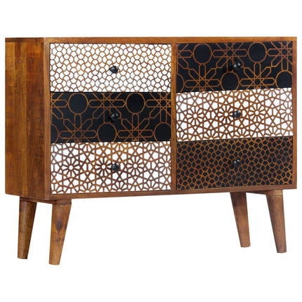 Credenza con Motivo Stampato 90x30x70 cm in Massello di Mango