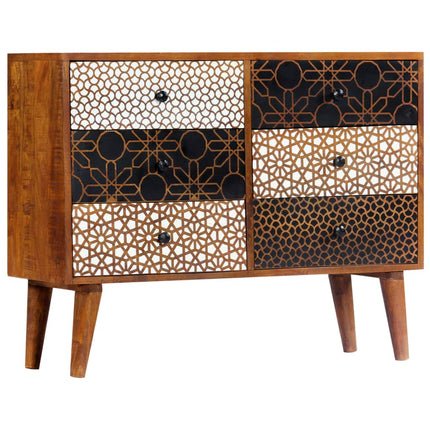 Credenza con Motivo Stampato 90x30x70 cm in Massello di Mango
