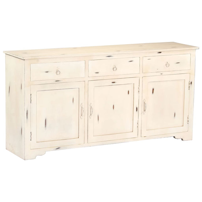 Credenza Bianca 160x40x80 cm Legno Massello di Mango
