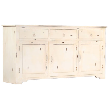 Credenza Bianca 160x40x80 cm Legno Massello di Mango