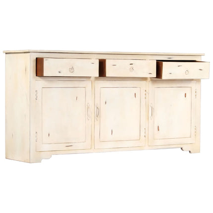Credenza Bianca 160x40x80 cm Legno Massello di Mango