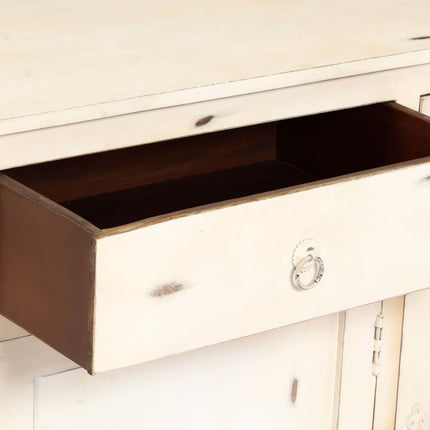 Credenza Bianca 160x40x80 cm Legno Massello di Mango