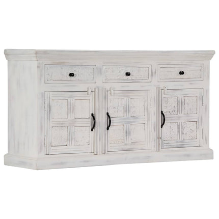 Credenza Bianca 140x40x74 cm in Legno Massello di Mango