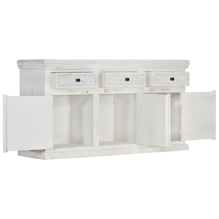 Credenza Bianca 140x40x74 cm in Legno Massello di Mango