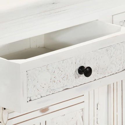 Credenza Bianca 140x40x74 cm in Legno Massello di Mango