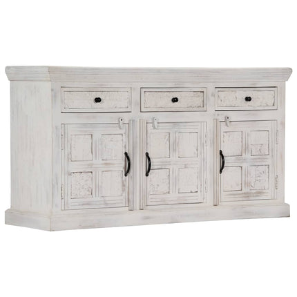 Credenza Bianca 140x40x74 cm in Legno Massello di Mango