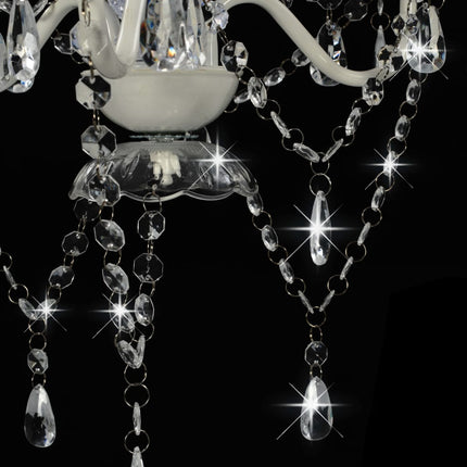 Lampadario con Perline Bianco Tondo 3 E14