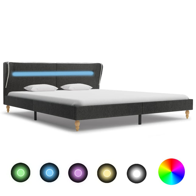 Struttura Letto con LED Tela Grigio Scuro 180x200 cm