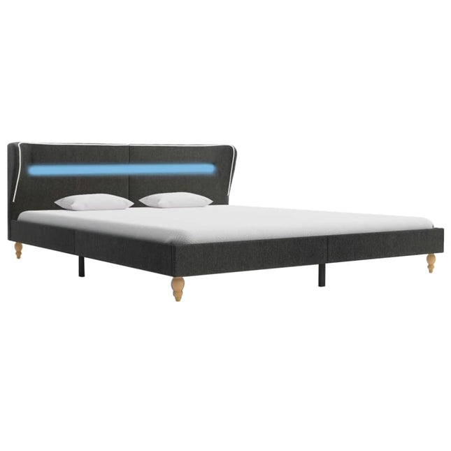 Struttura Letto con LED Tela Grigio Scuro 180x200 cm
