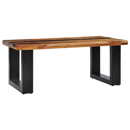 Tavolino Salotto 100x50x40 cm Legno Massello Teak e Poliresina