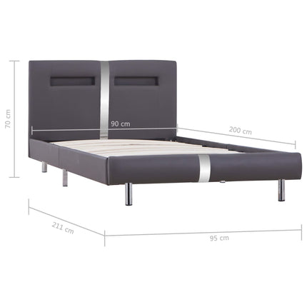Giroletto con LED senza Materasso Grigio in Similpelle 90x200cm