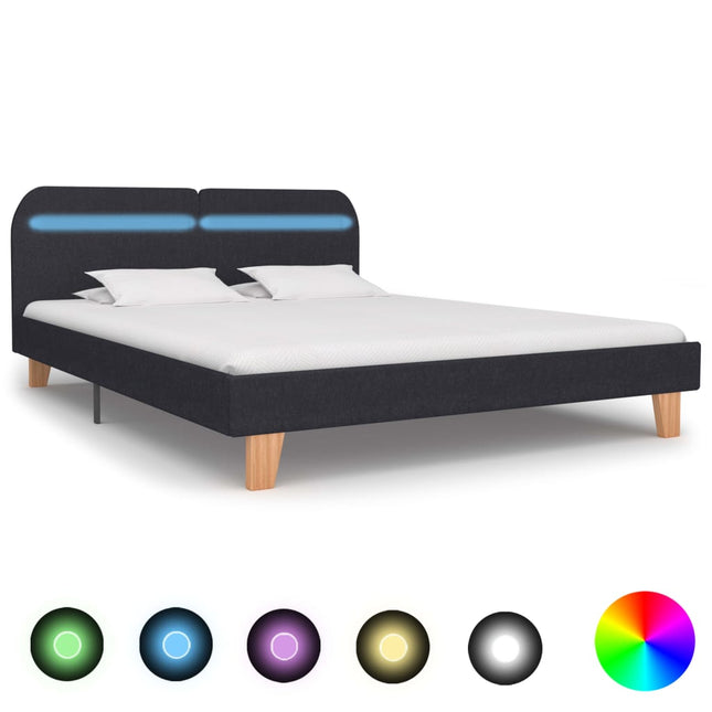 Giroletto LED senza Materasso Grigio Scuro 180x200 cm Tessuto