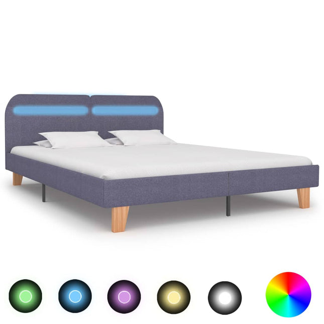 Giroletto LED senza Materasso Grigio Chiaro 150x200 cm Tessuto