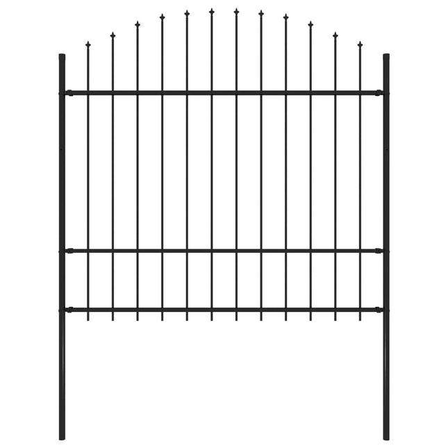 Recinzione Giardino Punta a Lancia (1,5-1,75)x1,7m Acciaio Nero