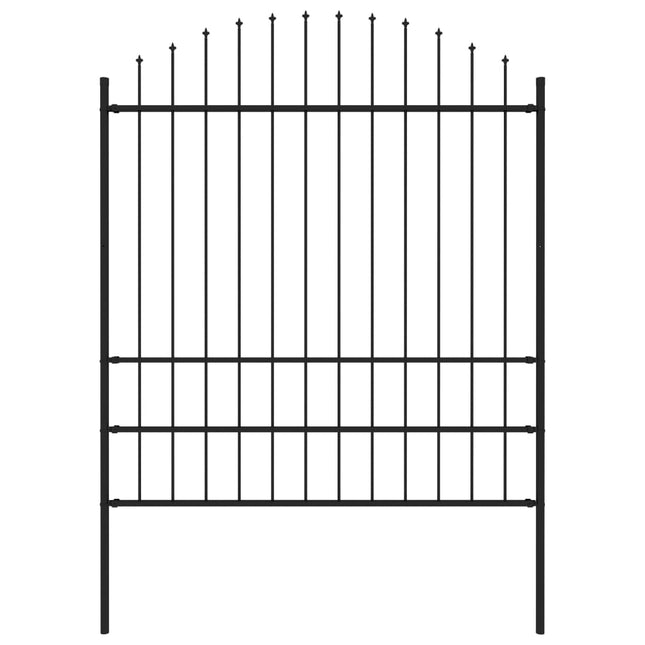 Recinzione Giardino Punta a Lancia (1,75-2)x1,7m Acciaio Nero