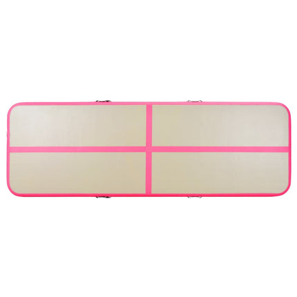 Tappetino Ginnastica Gonfiabile con Pompa 400x100x10cm PVC Rosa
