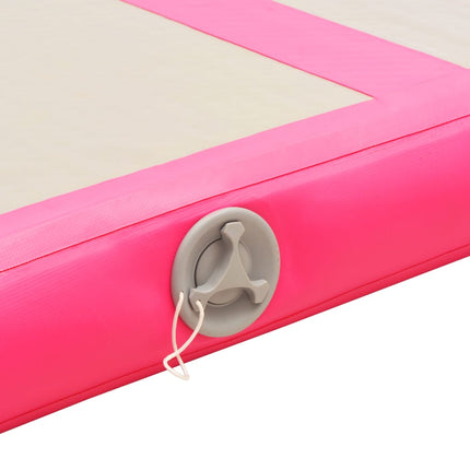 Tappetino Ginnastica Gonfiabile con Pompa 400x100x10cm PVC Rosa