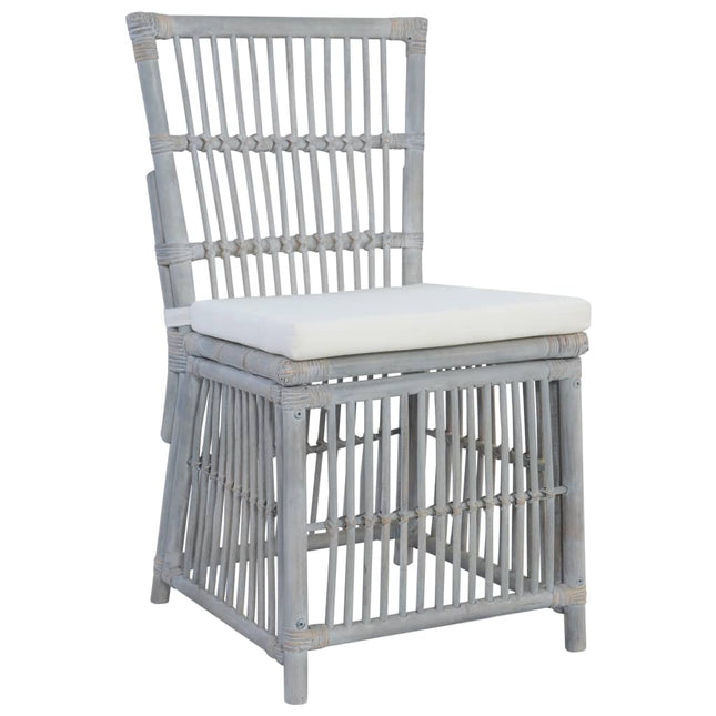 Sedie da Pranzo con Cuscini 2 pz Grigie in Rattan Naturale