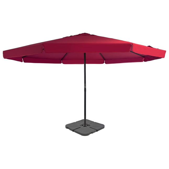 Ombrellone da Giardino con Base Portatile Rosso