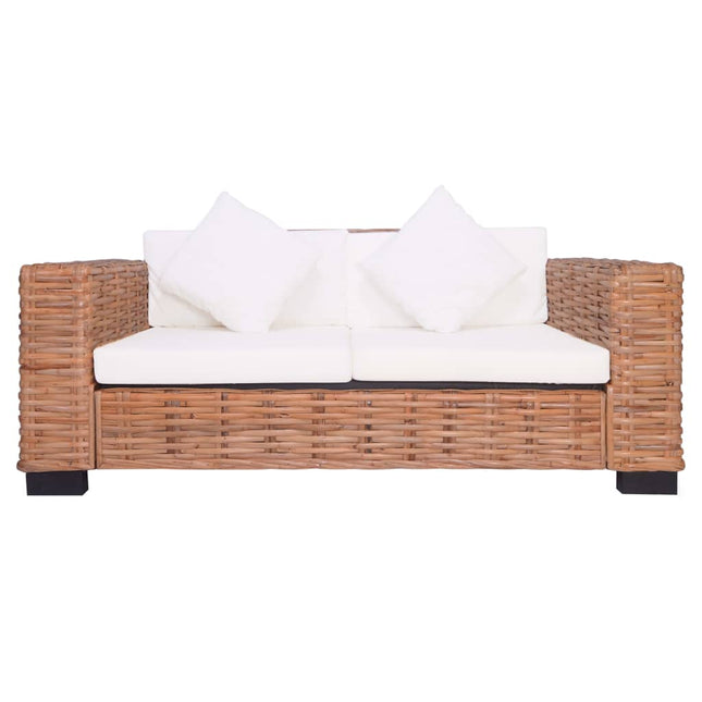 Set di Divani da Giardino con Cuscini 2 pz in Rattan Naturale